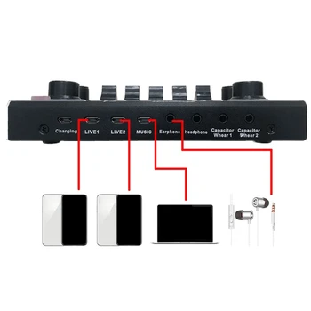 

V9 Bluetooth Sound Card USB Headset Microphone Webcast Live Streaming Sound Card Mobile Phone Computer Singing Universal Sound