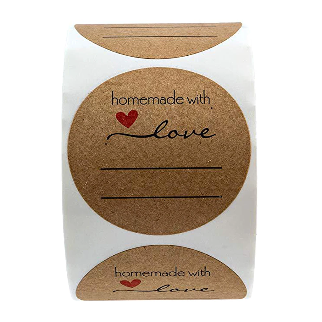 500x Homemade Love Stickers Roll Adhesive Label Stickers Decorative Sealing Stickers for Christmas Wedding Parties Gifts Packing