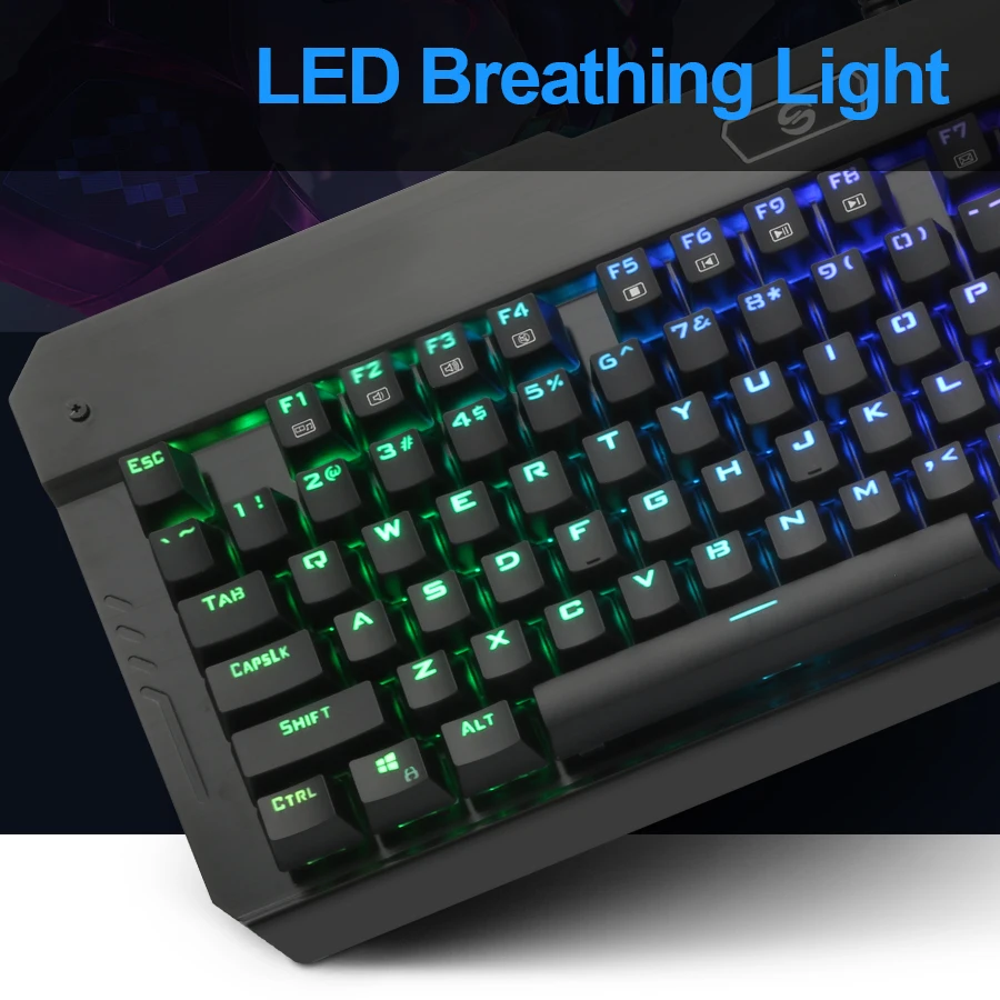 Rocketek R580 RGB Алюминиевый USB Механическая игровая клавиатура синий переключатель со светодиодной подсветкой 104 ключ анти-ореолы проводной ПК компьютерный геймер