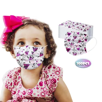 

100Pcs Lovely Print Children's Masks Disposable Face Mask 3 Ply Ear Loop Anime cartoon pattern mascarillas mascherine Masque