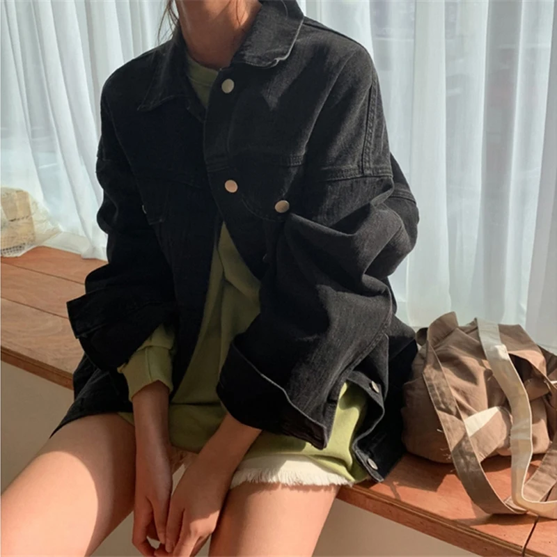 

Базовая Свободная джинсовая куртка, женская классическая уличная джинсовая куртка с карманами, однобортная джинсовая куртка, весна 2020