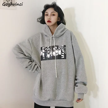 

Hoodies Women Hooded Printed Cartoon Kawaii Loose Couple Hoodie Womens High Quality Long Sleeve Clothes Female Sweatshirts Chic