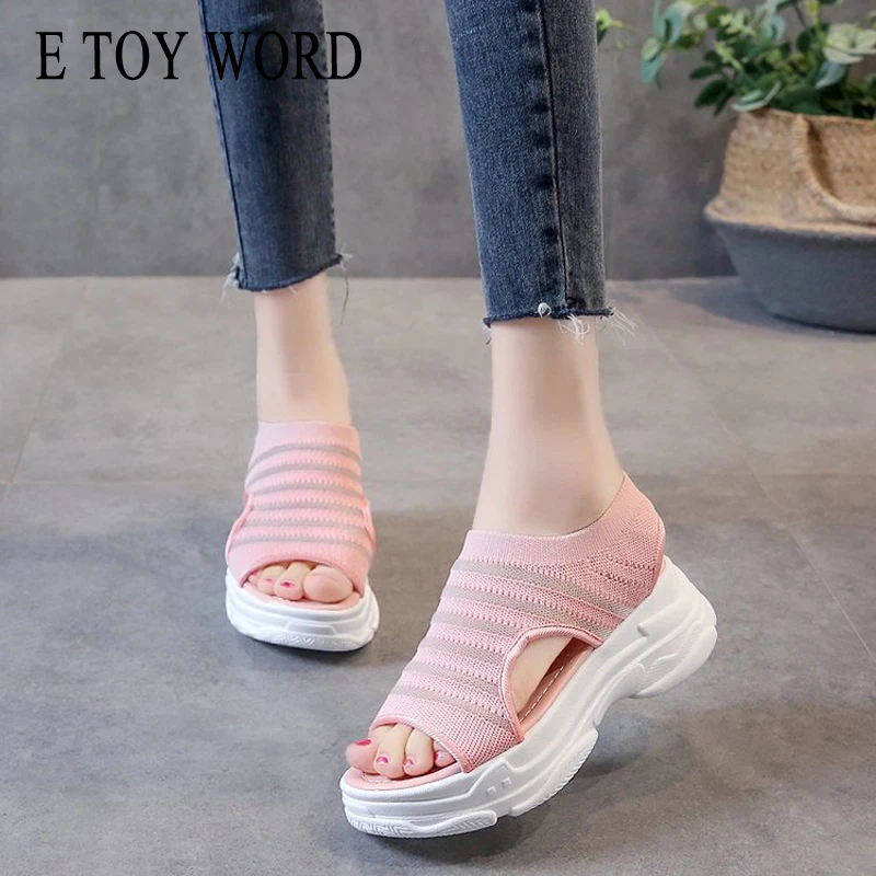

E TOY WORD Women Sports Sandals 2020 Summer New Casual Korean fashion wild net red Thick bottom Beach Shoes Women's Sandals