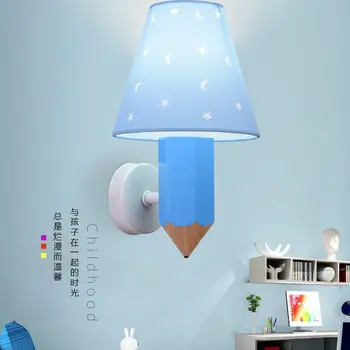 

Modern boys and girls bedroom light creative solid wood personality pencil princess room cartoon clothing store LED wall light