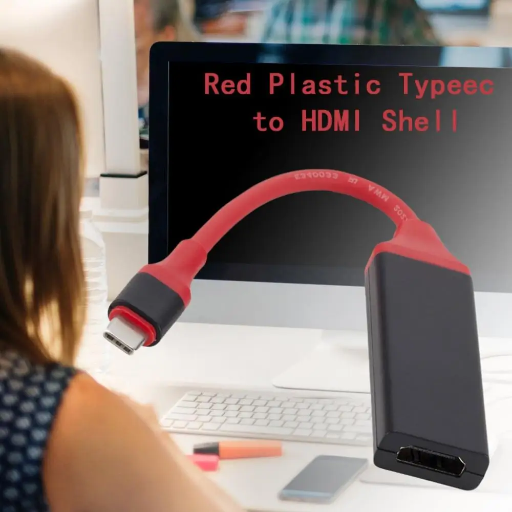 Красный пластик usb type C к HDMI адаптер, USB 3,1(USB-C) к HDMI адаптер конвертер «Папа-мама» для MacBook