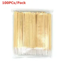 100 шт./упак. одноразовые ультра маленькие тампона ватных палочек не оставляет ворсинок кисти с деревянными ручками клей для наращивания ресниц инструмент для удаления