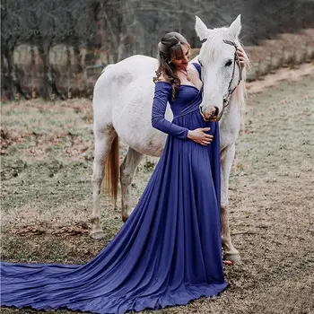 

Maternity Dress Long Tail For Photo Shoot Maternity Photography Props Maxi Dresses For Pregnant Women Clothes Pregnancy Dress