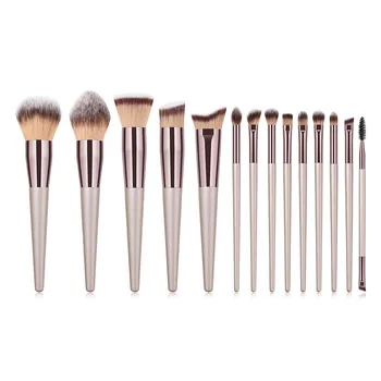 

14PCS Makeup Brushes Set champagne Foundation Blending Blush Eye Shadow Brow Fan Lip Face Make Up kabuki Brush Kit T14008