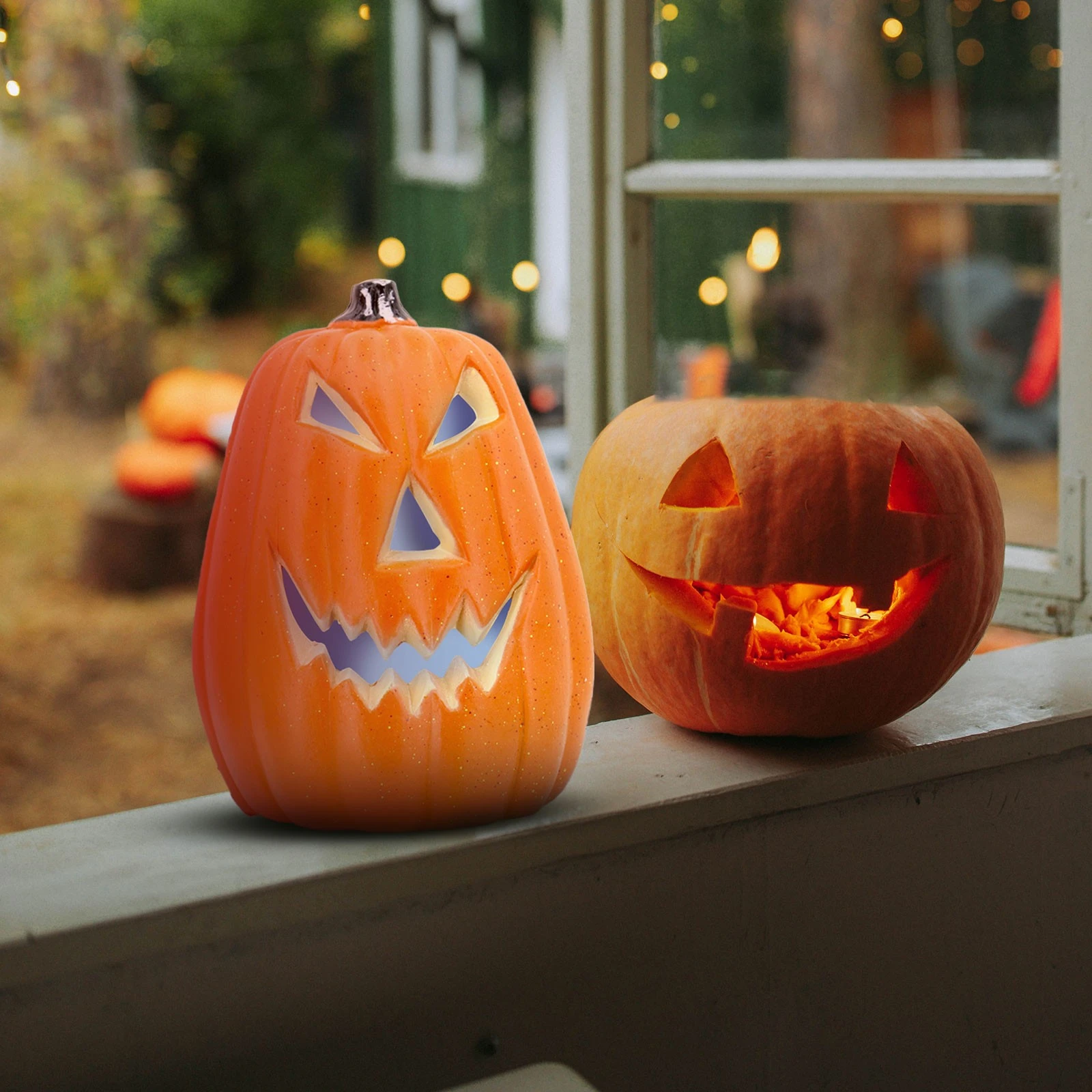 3Pcs Halloween Pumpkin Jack-O-Lantern Orange LED Light Festival Home Prop Decor