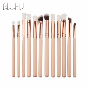 

GUJHUI 12pcs Make Up Brushes Set Professional Makeup Brushes Eyes Lips Wooden Handle Eyeshadow Eyebrow Eyeliner Lip Brush Kit