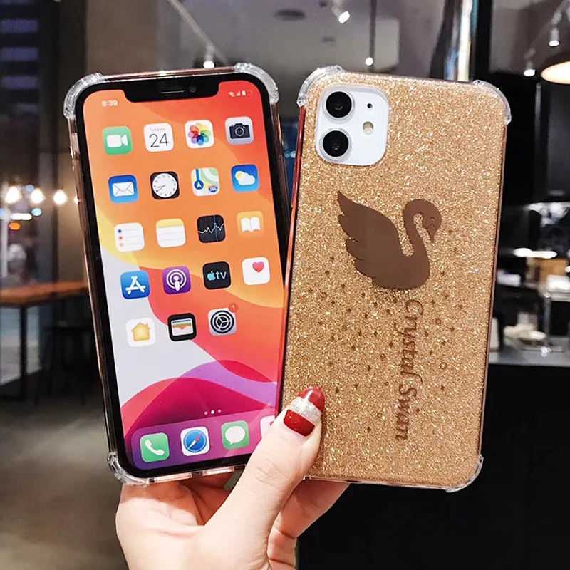 Для Apple 11 Полная посылка ручная оболочка 11promax мерцающая пудра Лебедь 7 p/8 p