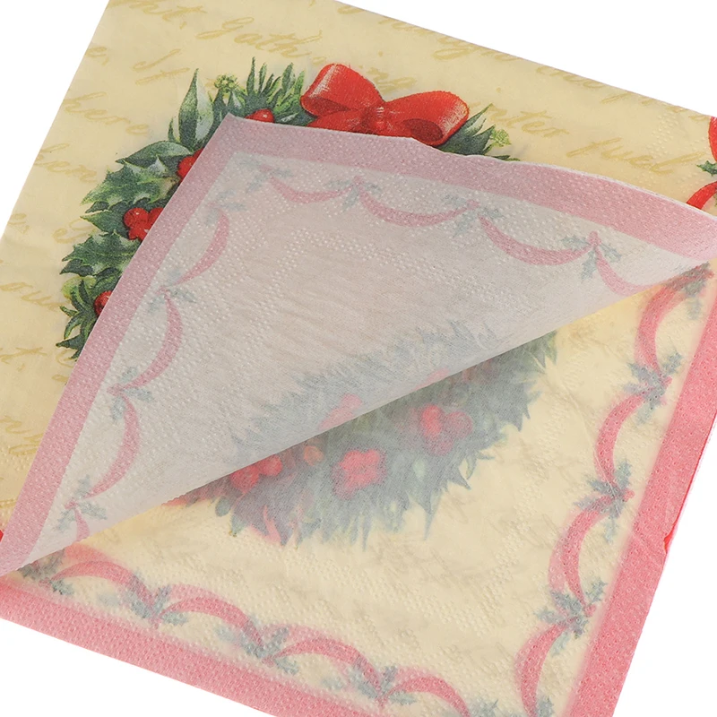 20PCS/set Baby Shower Birthday Decor Napkins Disposable Garland Printed Graphic Tissues for Christmas Serviettes Hand Paper