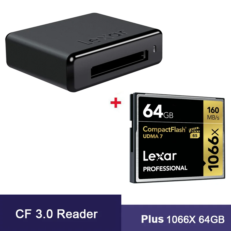 Lexar Профессиональный считыватель карт CF USB3.0 концентратор CompactFlash Thunderbolt 2 черный адаптер для HD/3D/4 K видеокарты конвертер - Цвет: plus 1066X 64G