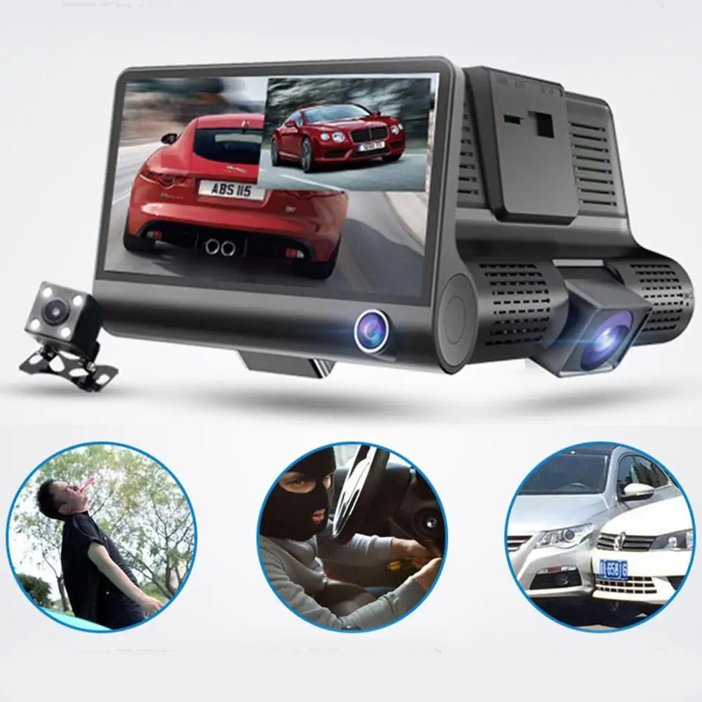 Автомобильный Full HD двойной автомобильный объектив DVR камера ЖК-экран ночное видение зеркало заднего вида авто Dash g-сенсор камера рекордер
