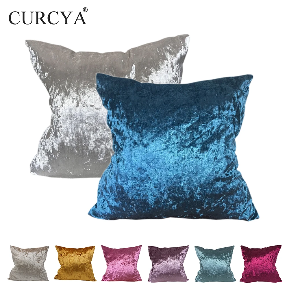 SHINY SMOOTH PLAIN THICK CRUSHED VELVET DECO CUSHION COVER THROW PILLOW CASE 17"