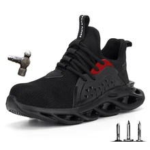 Chaussures de sécurité avec embout en acier pour homme et femme, baskets de travail, respirantes, pour l'extérieur, style militaire et industriel, grande taille, 2021 