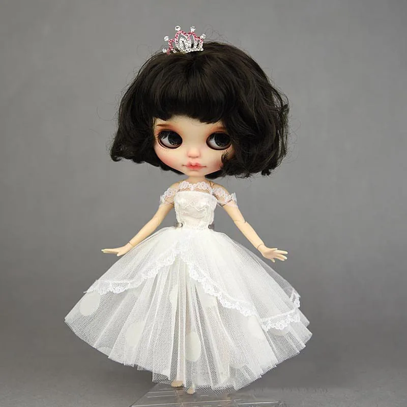 

HOUZIWA Blyth Doll Clothes Barbe Black White Pricess Dress For Doll 1/6 30CM