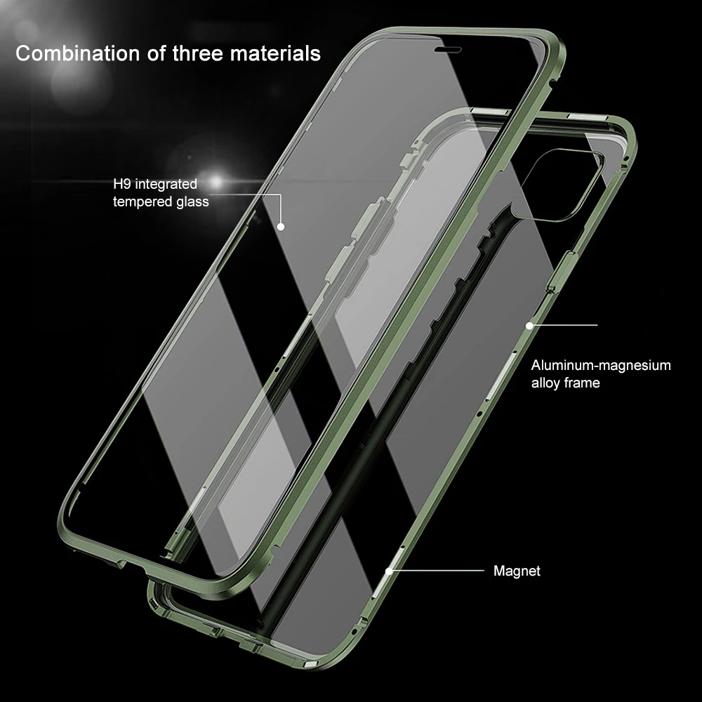 Iphone11 11 pro Чехол двухсторонний стеклянный металлический чехол для телефона для Iphone11 pro max чехол 360 Полный металлический стеклянный чехол для телефона