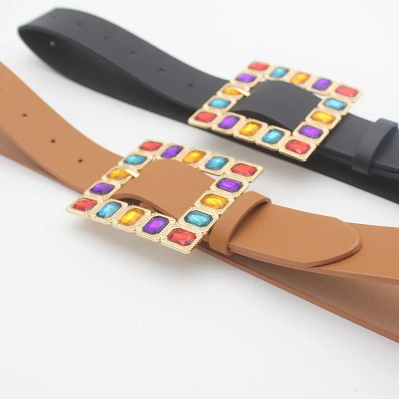 Ceinture Carrée En Cuir Verni Taille Haute Pour Femme