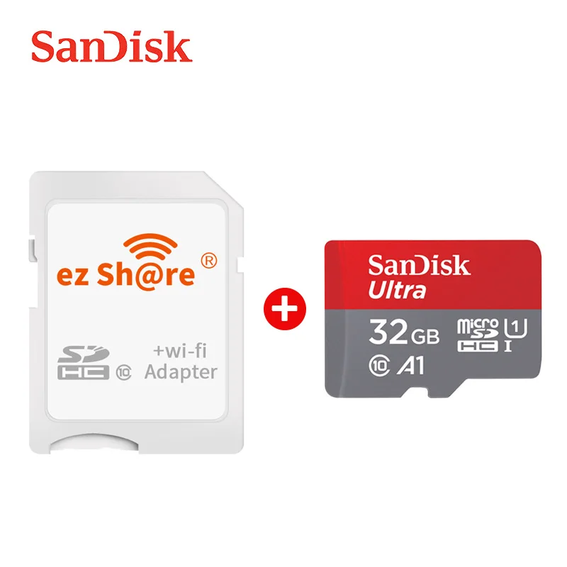 Ezshare беспроводной wifi адаптер+ SanDisk Ultra 16 ГБ 32 ГБ класс 10 TF карта памяти Micro SD карта 64 Гб 128 Гб карта памяти - Емкость: A1 32G-EZ