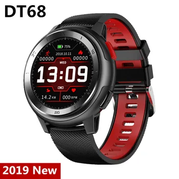 

2019 newest smart watch DT68 full touch screen IP68 waterproof low power HD screen PPG + ECG activity fitness tracker PK IWO 8