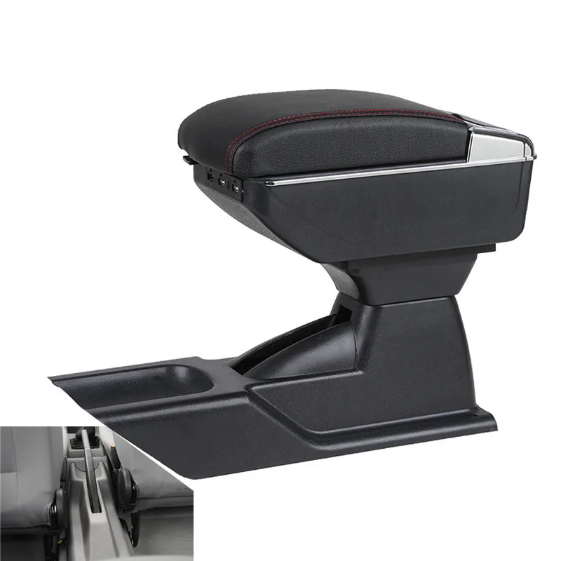 Center Console Latch Lid Black Leather Armrest Cover For Vw Golf Jetta