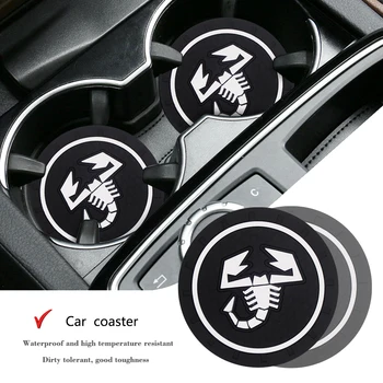

2PCS Car cup anti-slip pad Epoxy Cup Holder Mat Pad Bottle Built-in car styling for FIAT 500 500X 500L 124 Spider Coupe Panda