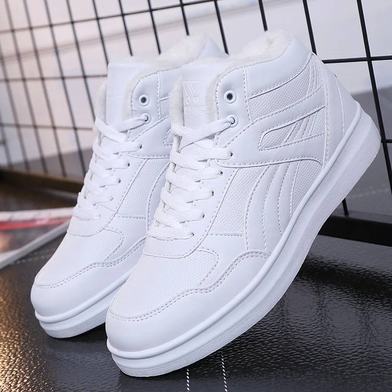 

New Couple High-top Cotton Shoes Plus Fleece Warm Sneakers Comfortable Breathable Running Shoes All-match Casual Sports Shoes