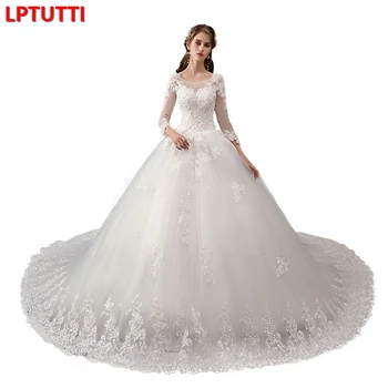 

LPTUTTI CRYSTAL Lace New Plus Size Princess Bridal Marriage Gown Bride Simple Party Events Long Luxury Wedding Dresses