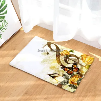 

Home Textile Flannel Mats Musical Note Printed Kids Surprise Gift Doormats Area Rug Kitchen Anti-slip Carpet Bathroom Pad Mats