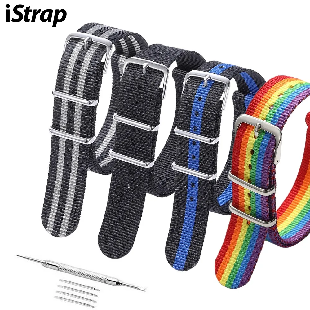 Новый продукт: нейлоновые ремешки iStrap 18 мм 20 22 24 нейлоновый ремешок для часов Zulu с