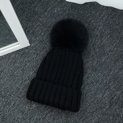 Style B Меховая шапка с помпоном, шапочки, сохраняющие тепло, зимняя шапка для взрослых и детей, однотонная Лыжная Шапка s, вязаная шапка, женский головной убор из плотной ткани - Цвет: Style B