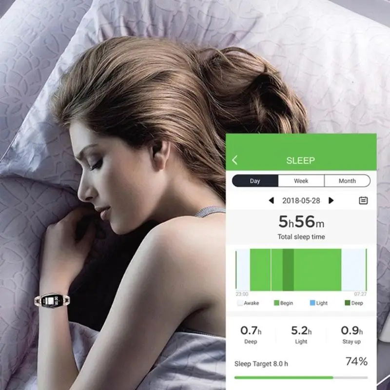 H8 женский Bluetooth IP67 Водонепроницаемый сердечный ритм кровяное давление умный Браслет