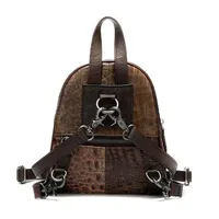 Women Patchwork Full Grain Leather Backpack Retro Style Small Daypack Casual College Travel Bag Girls Mini Schoolbag 2