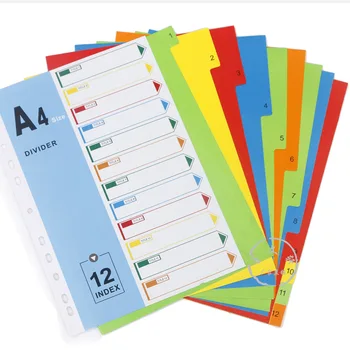 

A4 File Folder Divider Printing Paper Card Index 12 Color Divers With Index Cover (12 Sets)