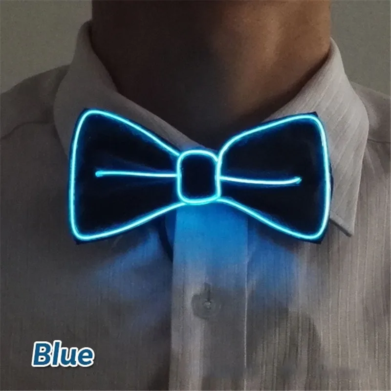 blue Модный мужской светодиодный галстук-бабочка, идеально подходит для рождества, Хэллоуина, Нового года, светящийся Неоновый мигающий музыкальный фестивальный рейв Вечерние - Цвет: blue