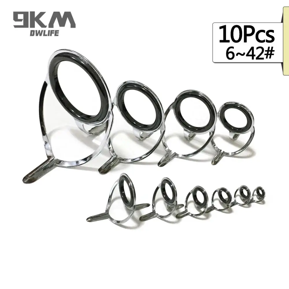 Kit réparation 10 guides anneaux canne mixte taille - Acier inoxydable eau douce et mer 6-42#