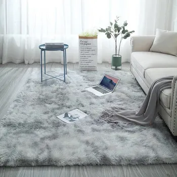 

Modern Tie Dyeing Plush Soft Carpet Living Room Bedroom Northern Europe Anti-slip Floor Mats Water Absorption Bedside area Rug