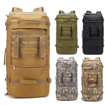 

60L Waterproof Molle Camo Tactical Backpack Military Army Hiking Camping Backpacks Travel Rucksack Outdoor Sports Climbing Bag