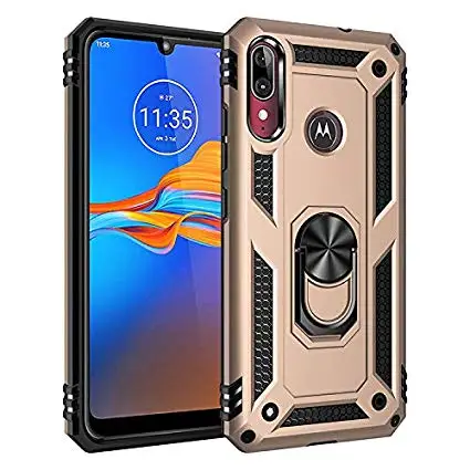 Золотой Чехол для Moto P40 с вращающимся кольцом, Двухслойное кольцо с подставкой, противоударный магнитный автомобильный чехол для Moto One Action - Цвет: Золотой