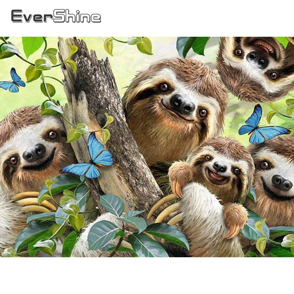 Evershine Diamond Embroidery Sloth Full Square Diamond Painting Animal Cross Stitch Kit Diamond Mosaic Set Decor Handcraft Art 1