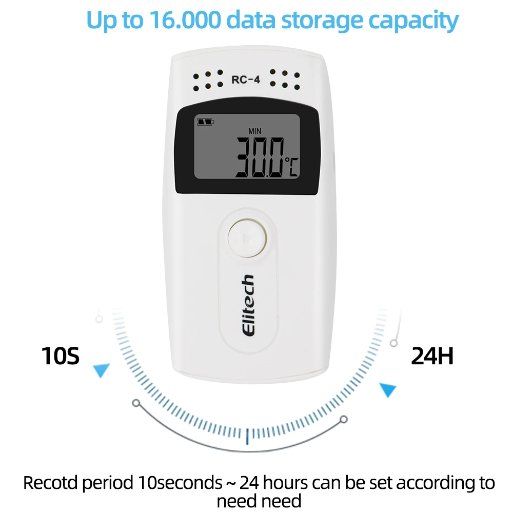 USB 온도 데이터 로거 녹음기, 16000 포인트 온도 녹음기, 내장 NTC 센서, 창고 냉장 운송용