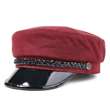 wine red XdanqinX шапка из овечьей кожи, женская кепка на плоской подошве, шапки в армейском стиле, элегантные женские шапки из натуральной кожи, модные брендовые женские шапки - Цвет: wine red