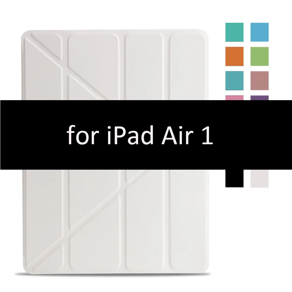 Чехол для iPad Air 2 1, чехол, из искусственной кожи и ультратонкая задняя крышка из поликарбоната, умный чехол, Магнитный чехол для iPad air 2, A1566, A1567, откидная подставка - Цвет: White-1