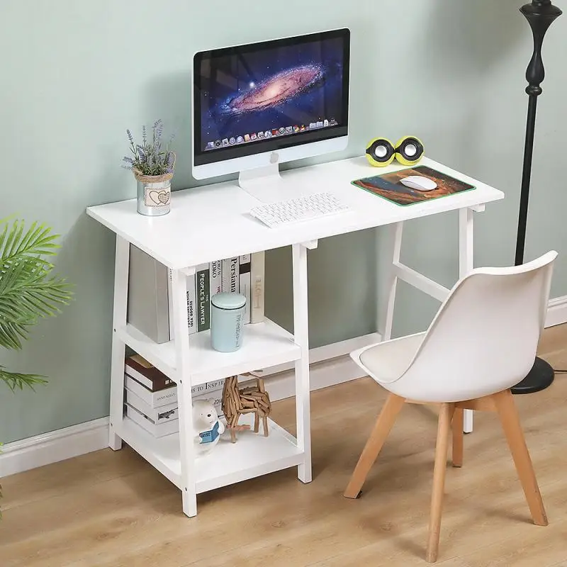 Corner Computer Desk White Wooden Small Table Study Workstation Laptop Desktop 