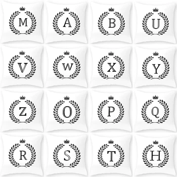 

Simple Leaves English Letter Alphabet Cushion Cover Polyester Throw Pillowcase 45*45 Sofa Home Decorative Pillow Covers 40884