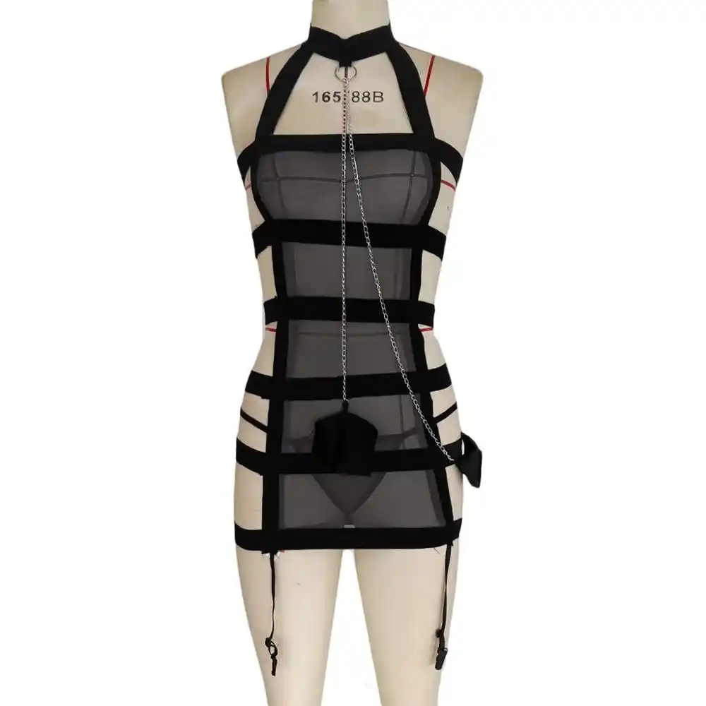 ثوب نوم نسائي ملابس نوم بدون أكمام فستان نوم مجوف ذو فتحة ممزقة ملابس داخلية مثيرة ملابس منزلية ملابس نوم j15