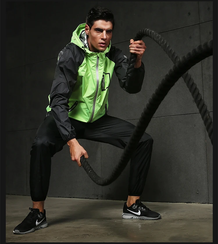 VANSYDICAL Gym Clothing Set Men Women Zipper Hooides Sportswear Running Fitness Training Weight Loss Sweating Sauna Sports Suit
