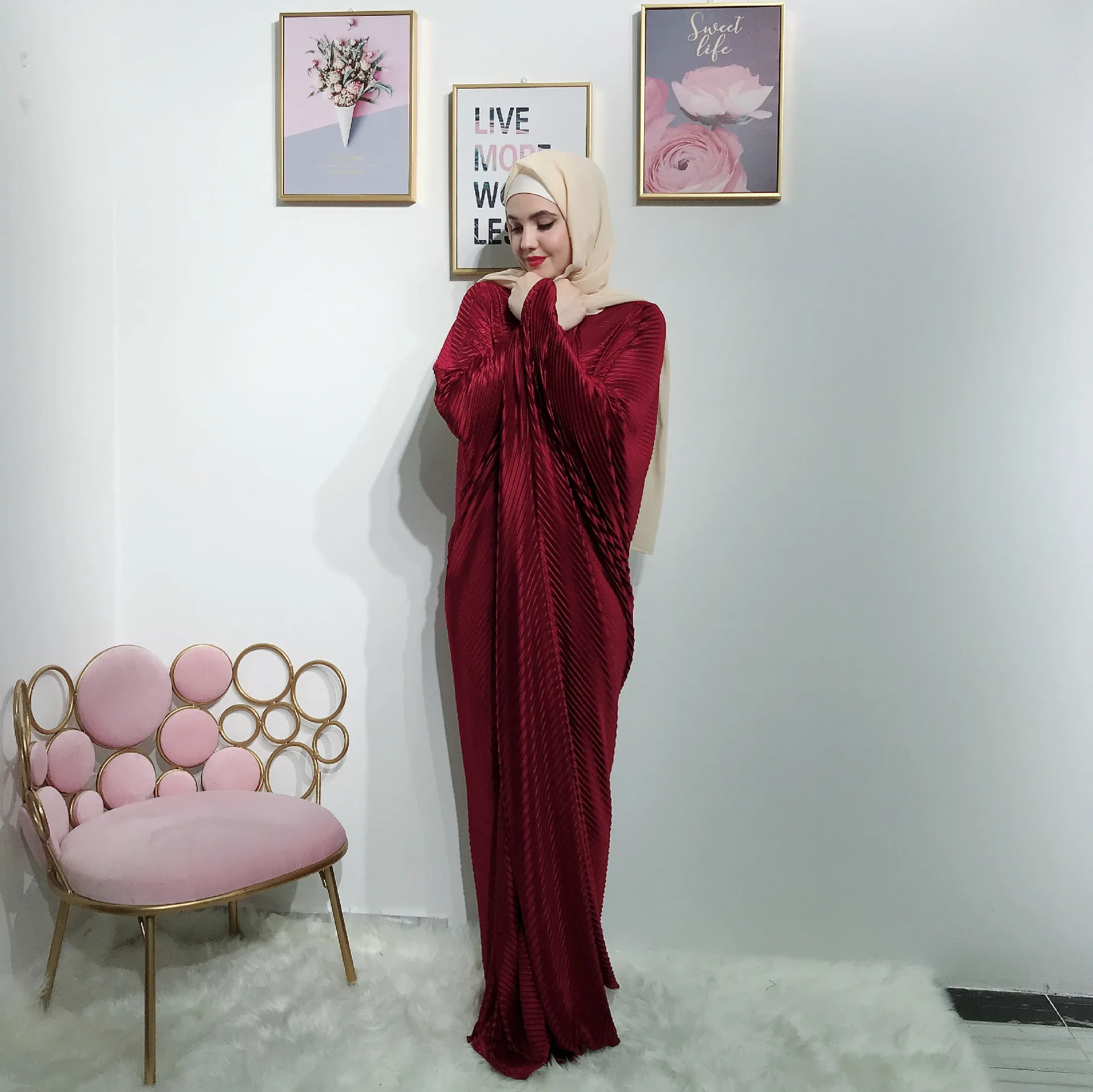 Модное женское мусульманское платье abaya, большие размеры, длинный рукав «летучая мышь», длина до пола, элегантная абайя, кимоно, Дубаи, Турецкая Марокканская кафтан