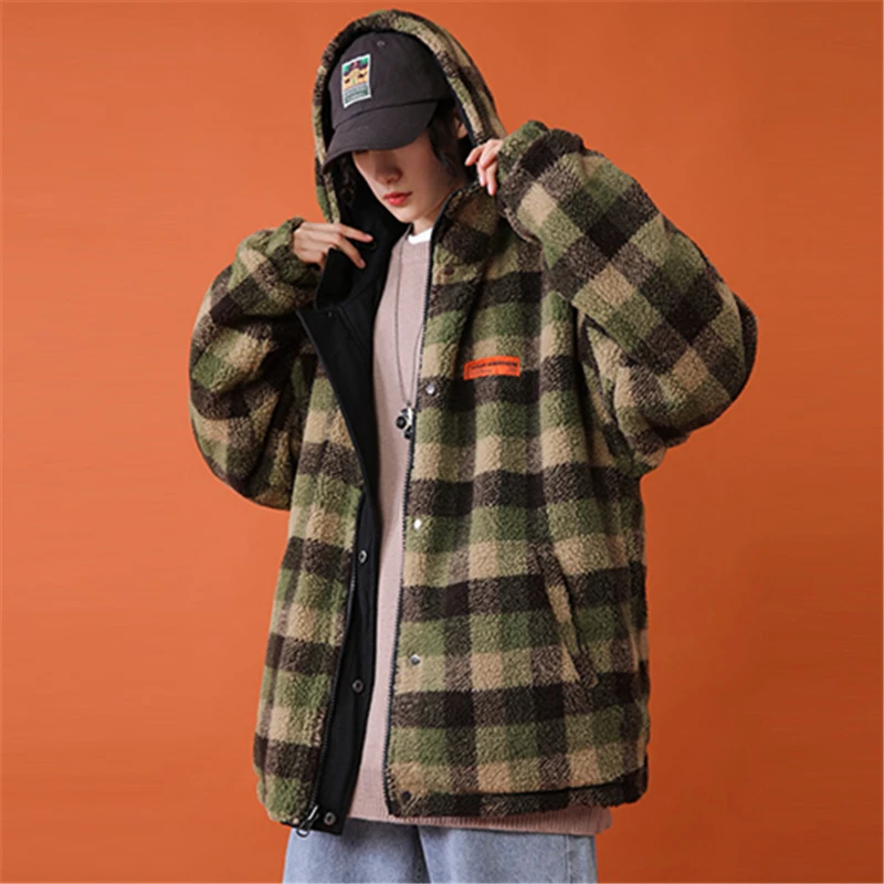 Lamb Hair Wearing On Both Sides Cotton Clothing Female Winter New Hooded Warm Tooling Lamb Hair Jacket Tide H00304
